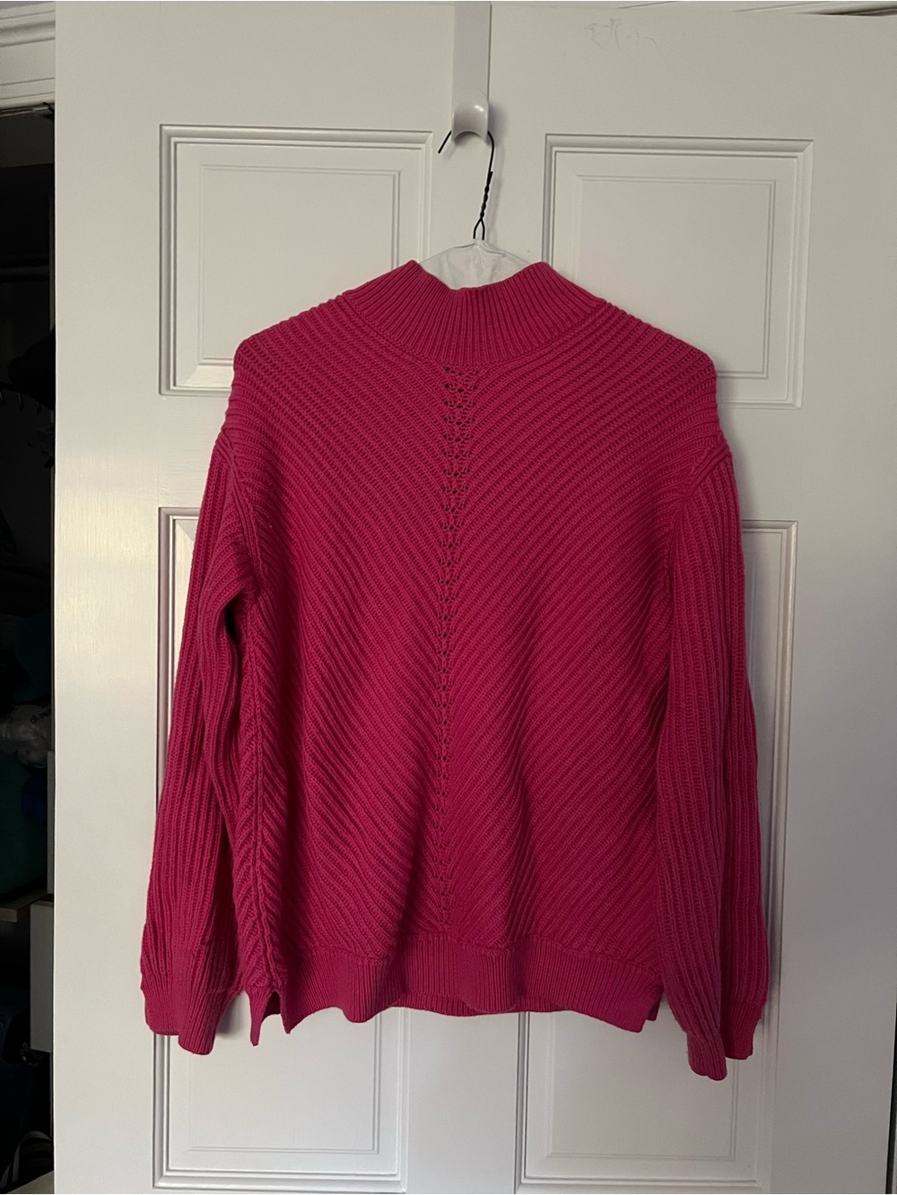 Marine Layer Women's Ribbed Mock Neck Sweater in Bright Pink